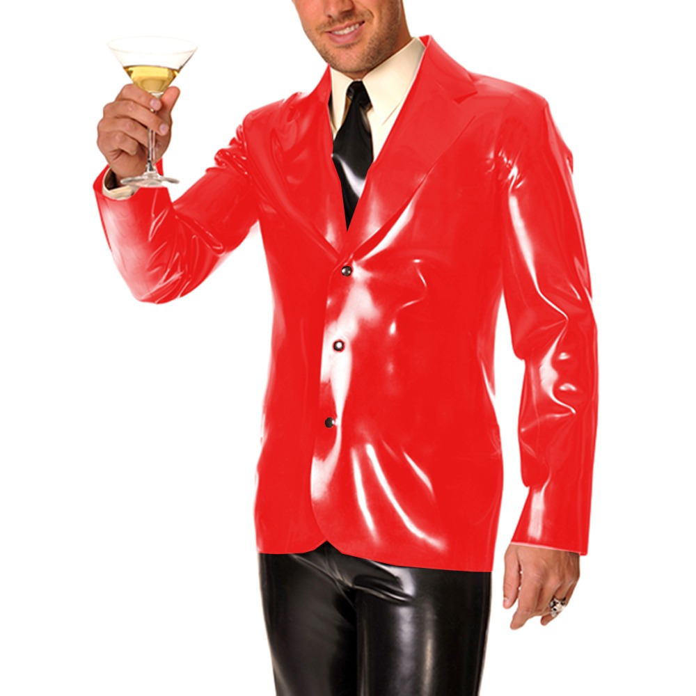 Mens Formal Look - Mantel Kerah Kulit PVC Vinyl Lengan