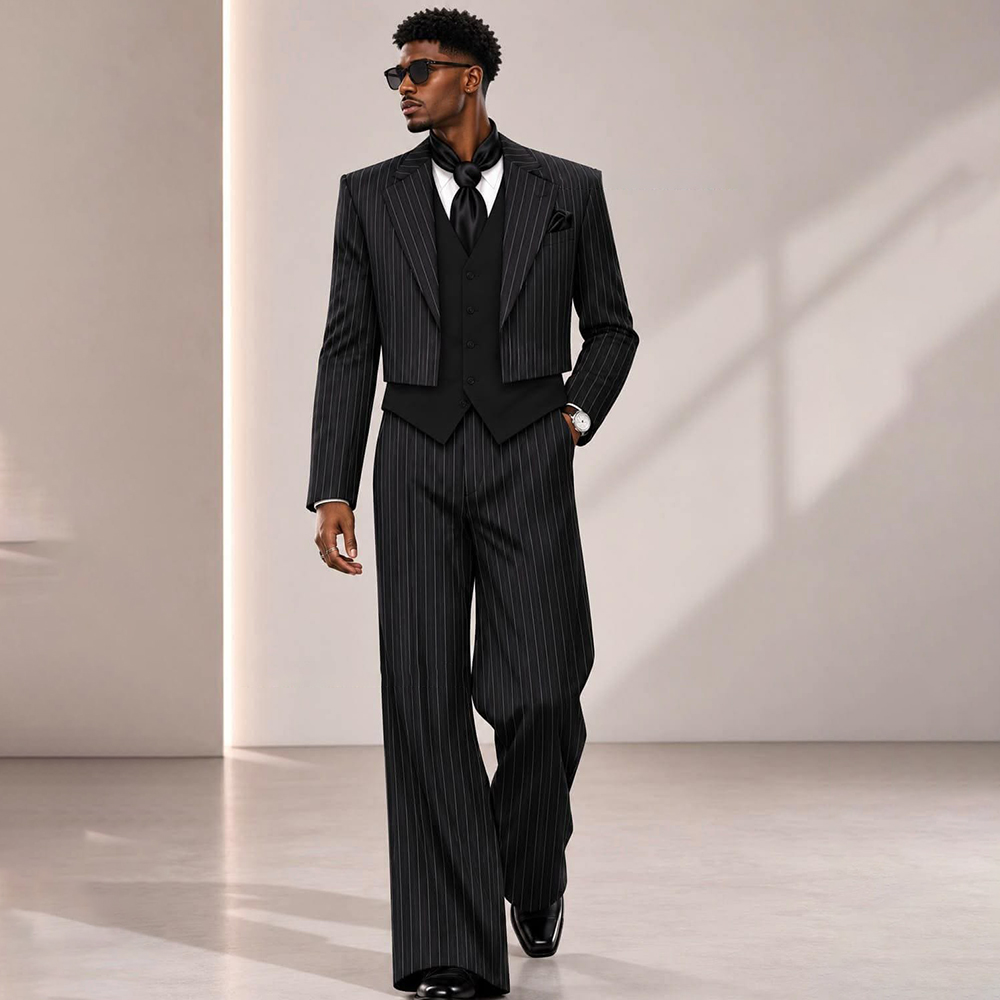 Mens Formal Look - Setelan Jas Pria Modern Motif Garis