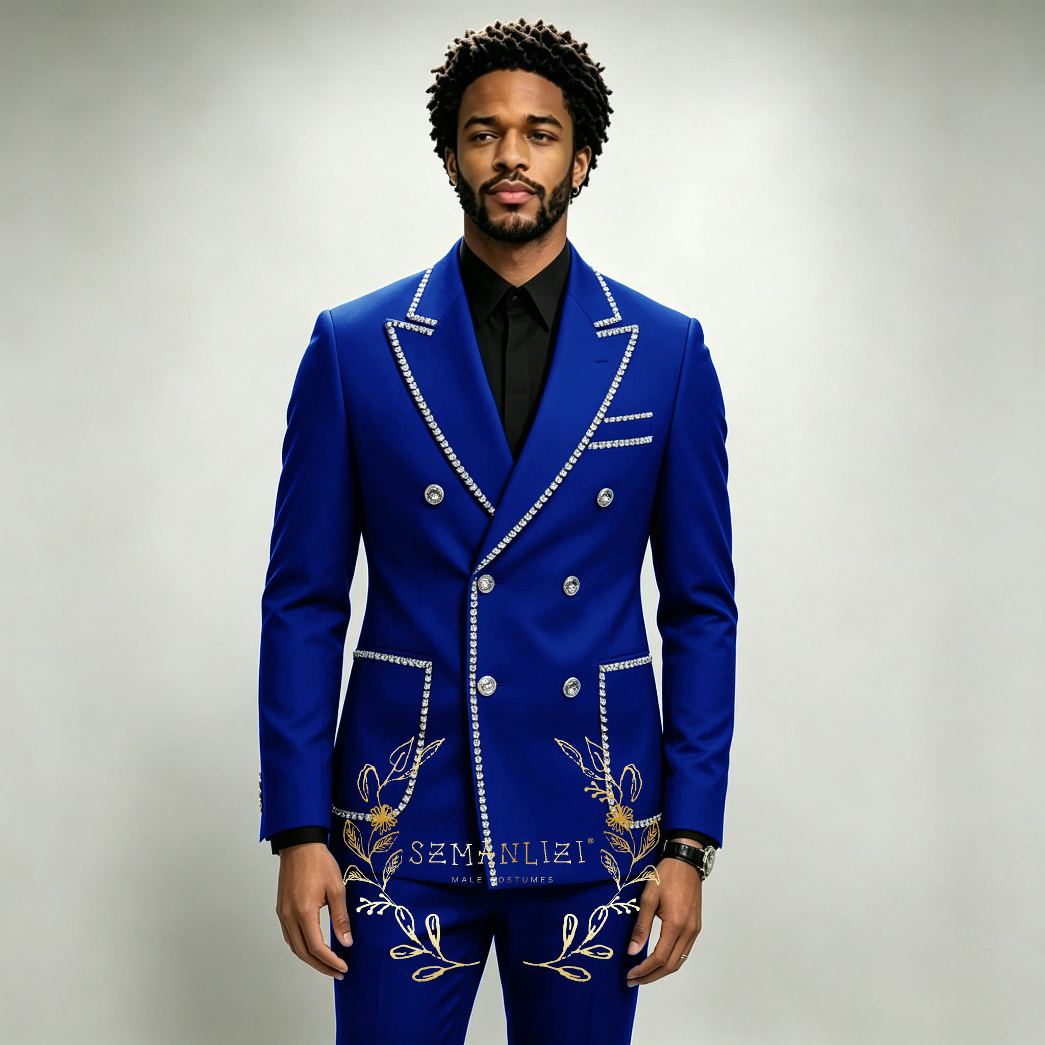 Jas Pria Mewah 2 Potong Biru R - Formal Wear For Men In Wedding ulasan dan harga