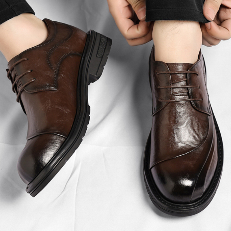 Sepatu Kulit Asli Coklat Mengk - Formal Wear For Men In Wedding ulasan dan harga