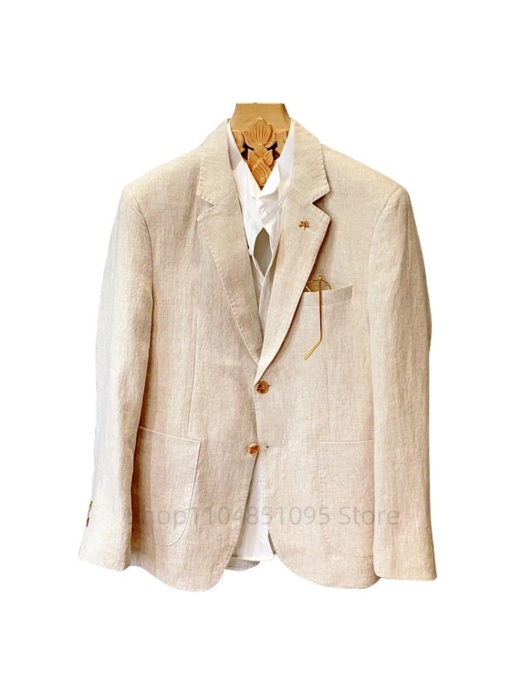 Jas Linen Pria Warna Beige, Bl - Men Formal Wear Top ulasan dan harga