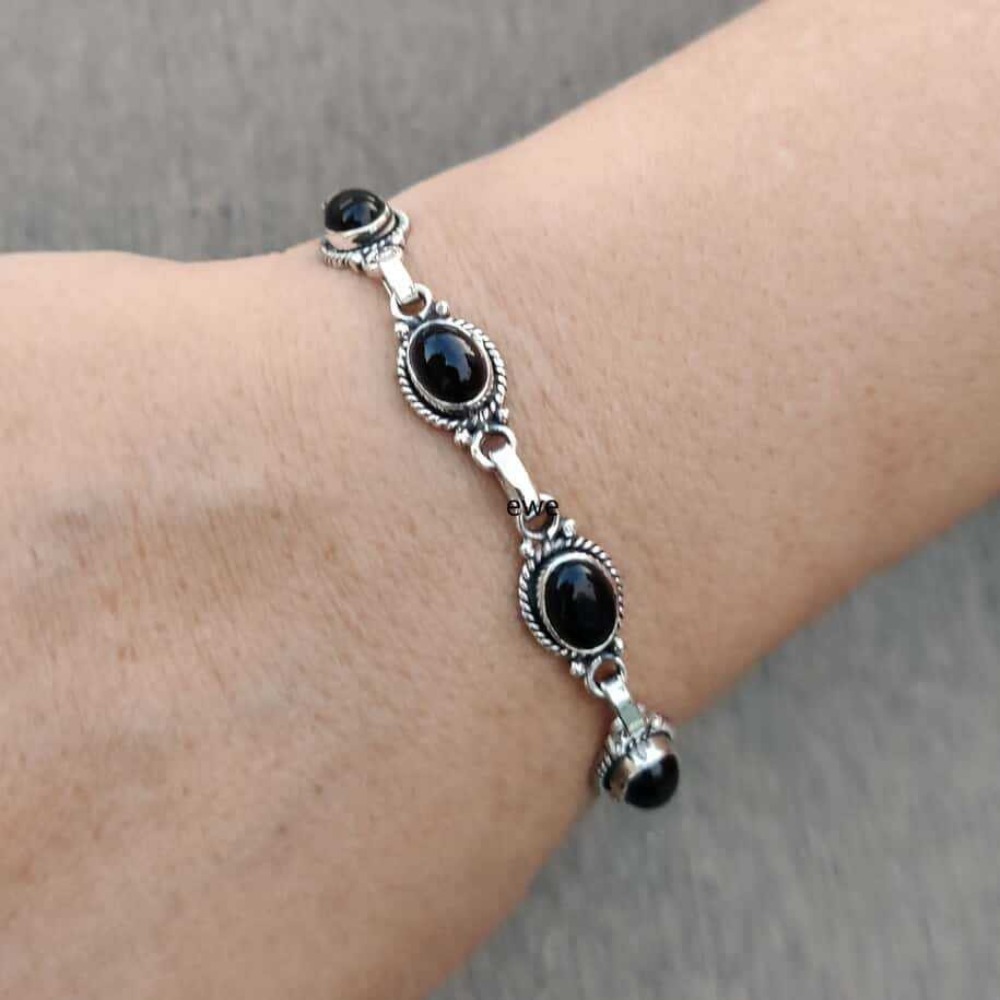 Gelang Oval Batu Permata Onyx  - Men'S Gothic Formal Wear ulasan dan harga