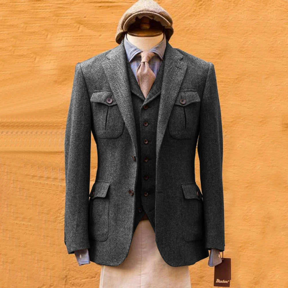 Jas Pria Herringbone Formal Se - Mens Formal Look ulasan dan harga